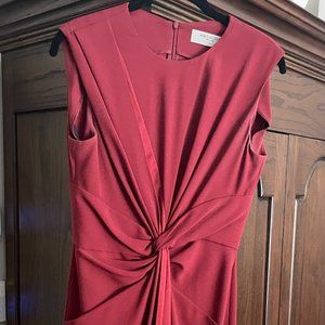 MMLaFleur Maroon Sheath Front Twist Dress